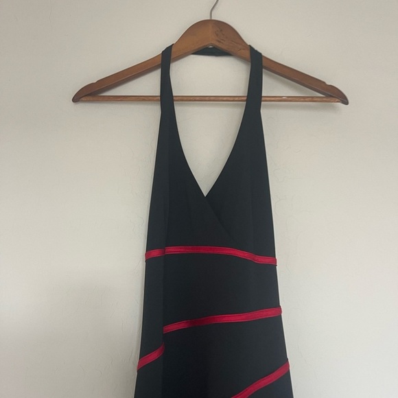 Black and red salsa Asymmetrical Halter Cocktail Sundress - Picture 4 of 11